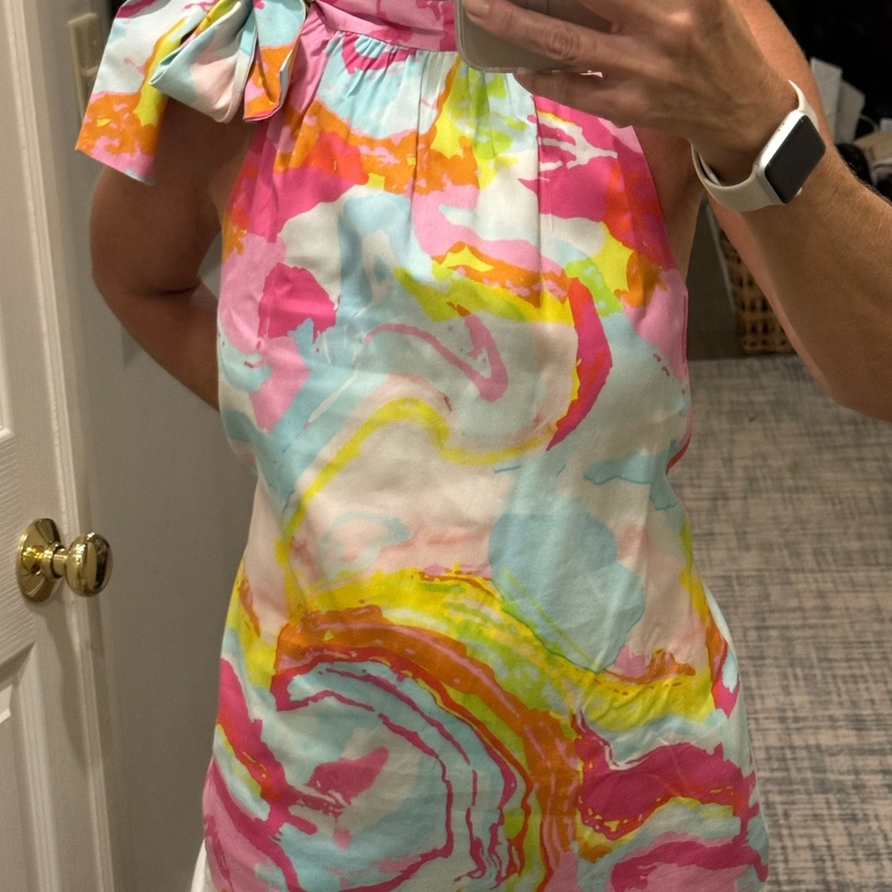 Colorful Women's Top with Bow Detail
